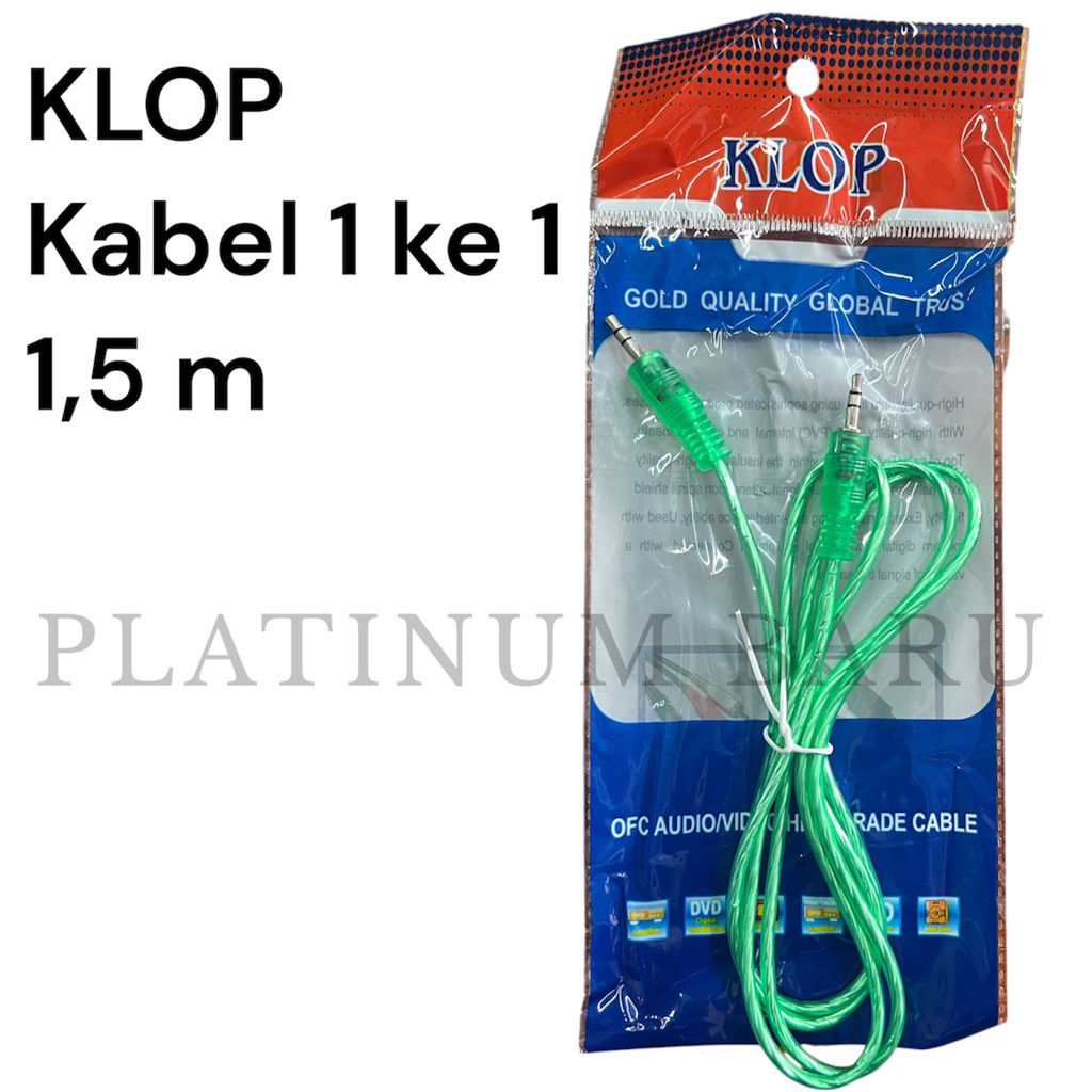 KLOP Kabel AUX 1 ke 1 1.5m Jack 3.5mm Audio Stereo Kabel HP Laptop ke Speaker Mobil Suara Jernih