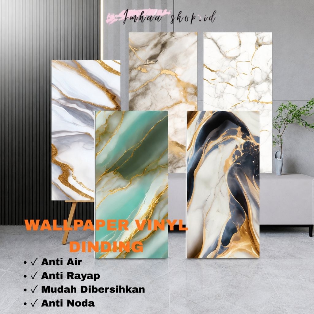 WALLPAPER DINDING VINYL 30CM X 60CM | WALLPAPER VINYL MARMER | STIKER DINDING MOTIF MARMER