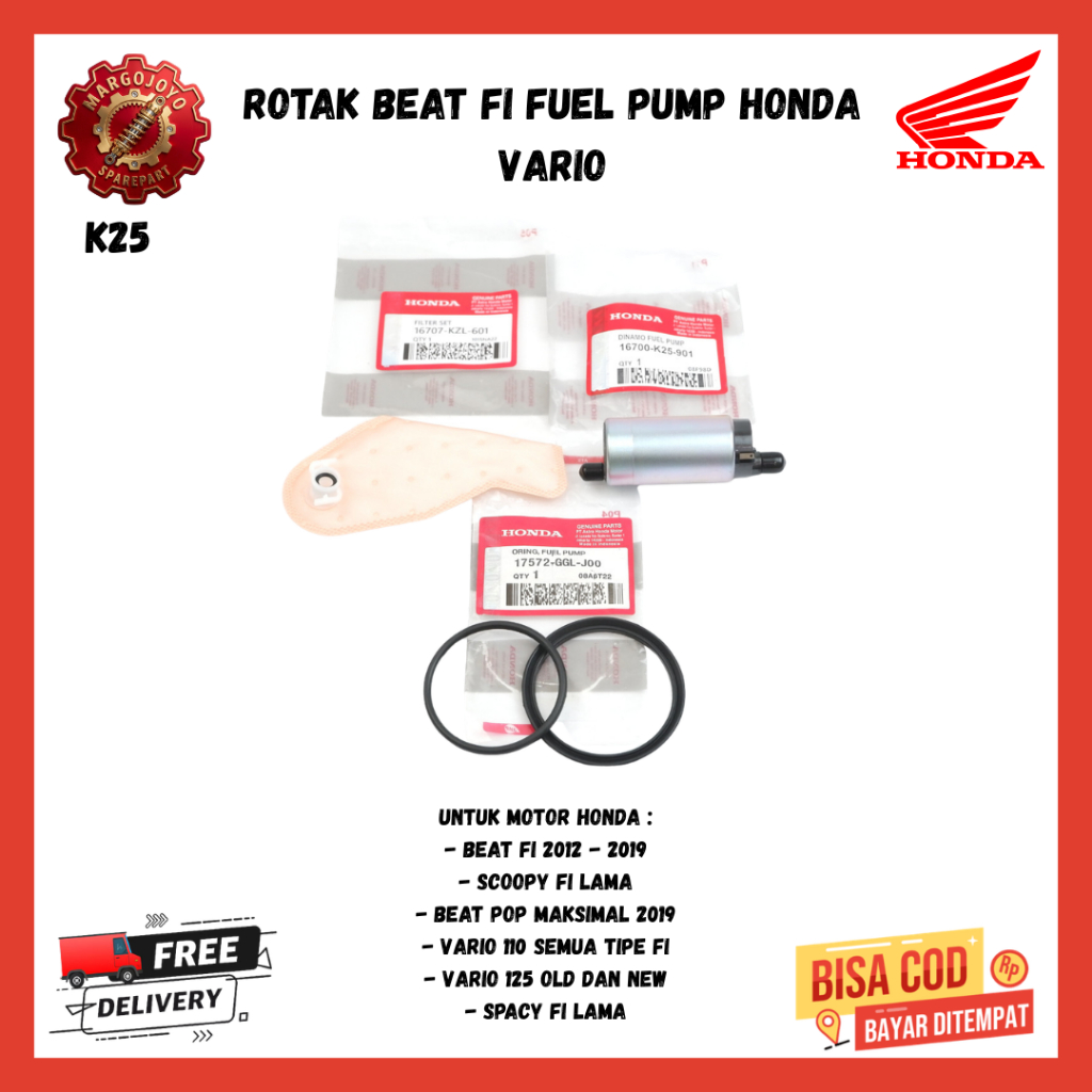Rotak Beat FI Fuel Pump Honda Vario 125 K25 Dinamo Bensin Pompa BBM Motor Matic Injeksi Original