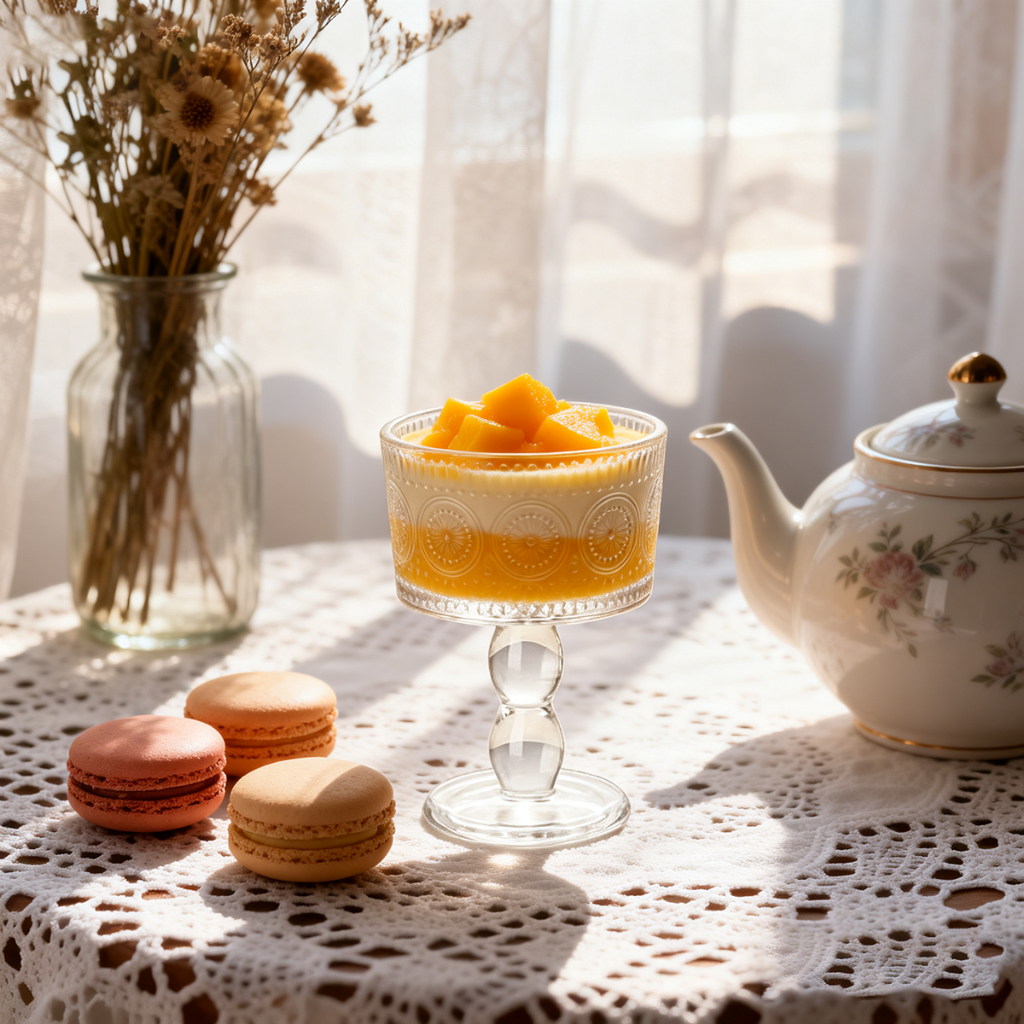Gelas Dessert Kaca Kaki Tinggi Aesthetic Vintage - Mangkuk Puding Es Krim Buah untuk Cafe & Rumah200