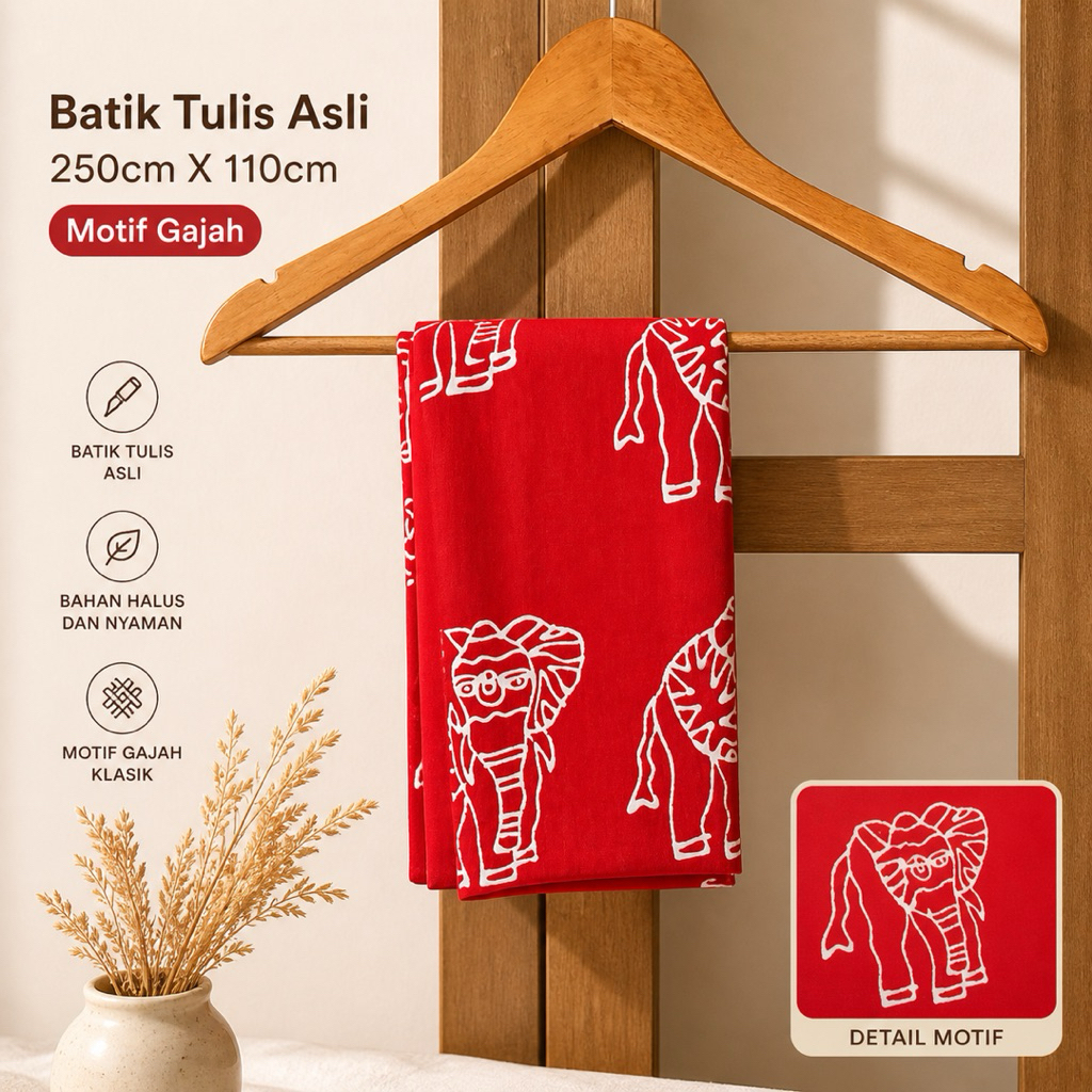 ***New*** Batik Tulis Bahan Kain katun batik tulis asli motif gajah