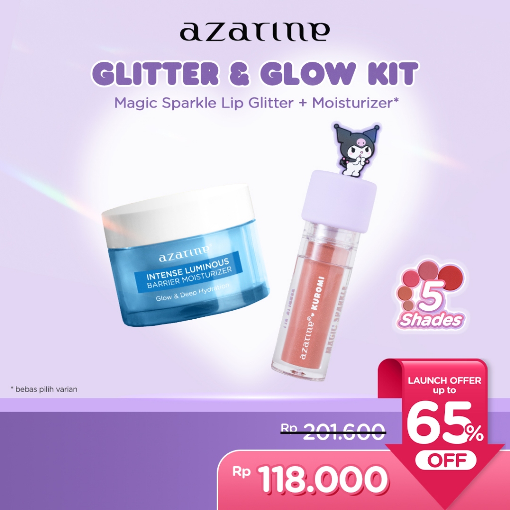 [2 PCS] Azarine Lip Cream Glitter & Glow Kit  Lip Matte with Vitamin E - Transferproof Pigment