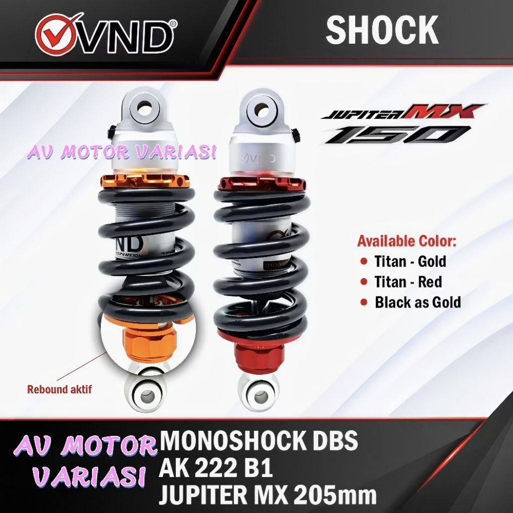 SHOCKBREAKER VND MONOSHOCK AK222 B1 MX KING MX OLD MX NEW SHOCK BELAKANG CNC 205MM