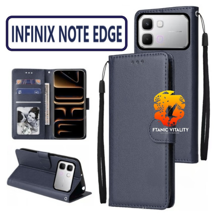 FLIP LEATHER CASING INFINIX NOTE EDGE CASE KULIT FLIP WALLET LEATHER DOMPET KULIT PREMIUM SARUNG BUK