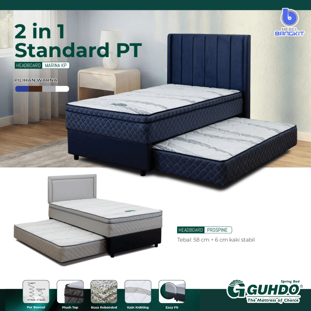 Guhdo Springbed 2in1 Standard Plush Top Kasur sorong anak 2 in 1 besar SET 90x200 100x200 120x200 14