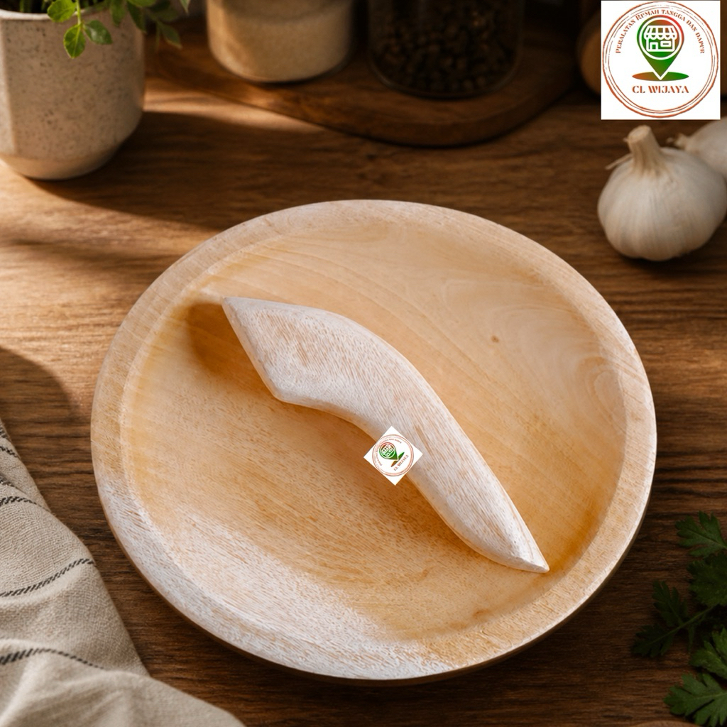Gratis cobek kayu jumbo plus ulekan 24cm bahan kayu mahoni premium / cobek dapur