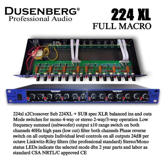 Dusenberg Crossover Aktif Plus Subwoofer Full Macro 224XL X2 - Original - Garansi Resmi 2 Tahun dengan Mode Switches dan Filter Linkwitz-Riley
