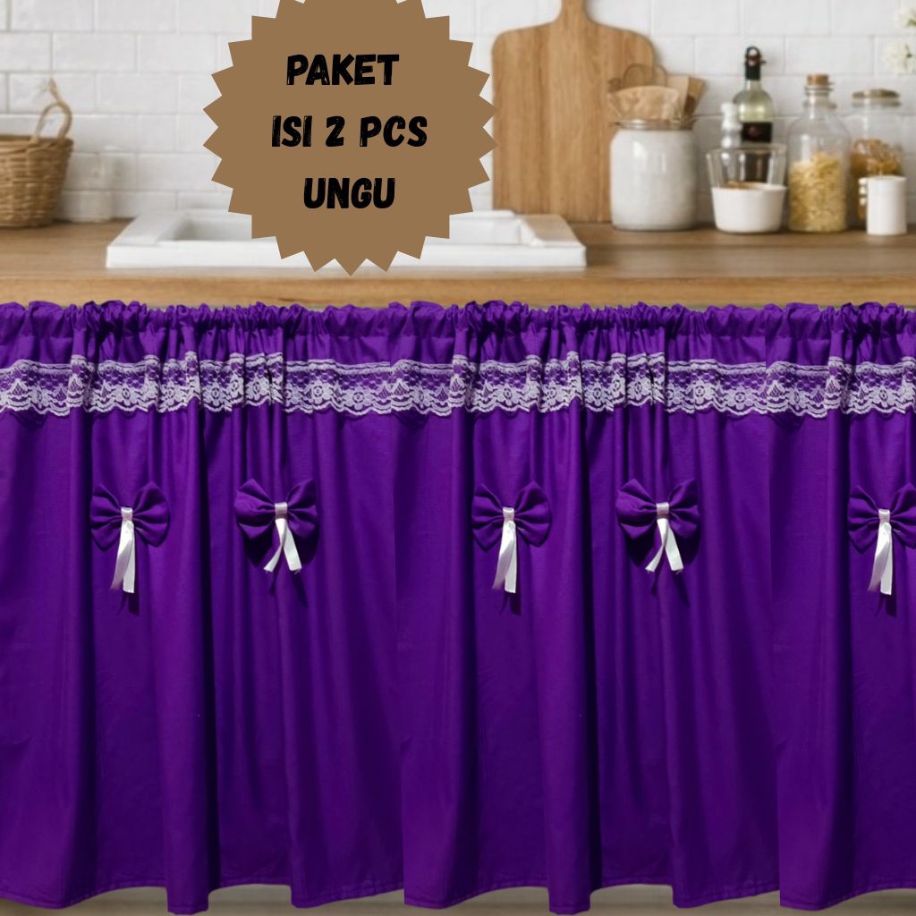 Gorden Kolong Dapur Polos Renda Cinderella set