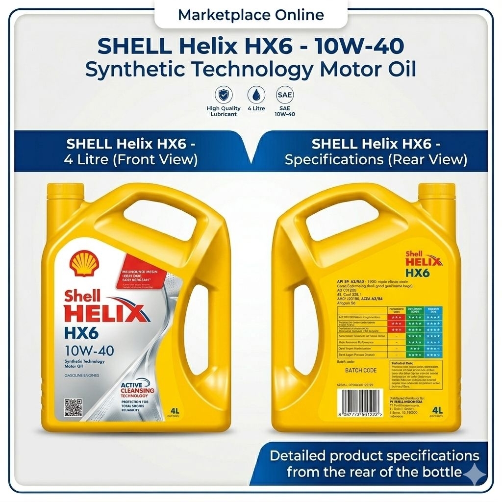 SHELL HELIX HX6 10W40 4LITER ORIGINAL