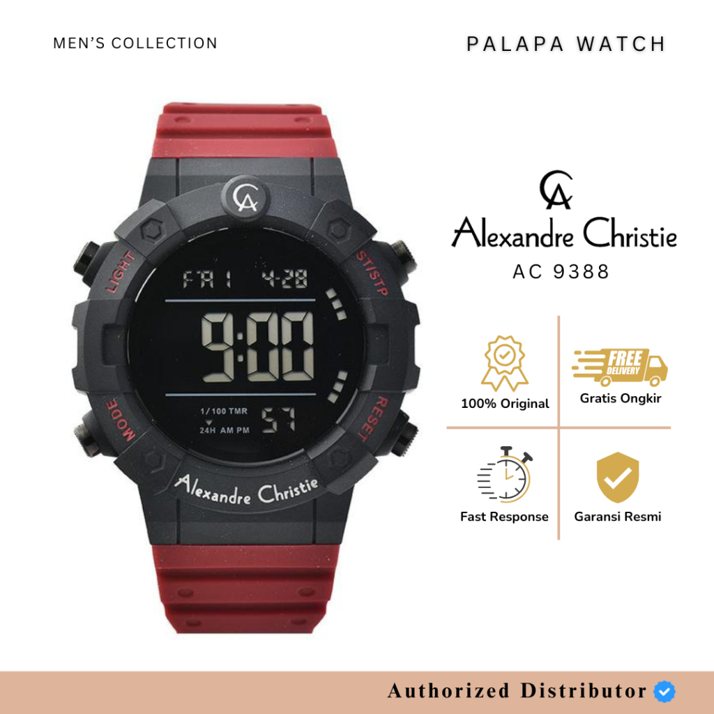 TERLARIS Jam Tangan Pria Alexandre Christie AC 9388 / AC9388 Digital Rubber Original BISA COD