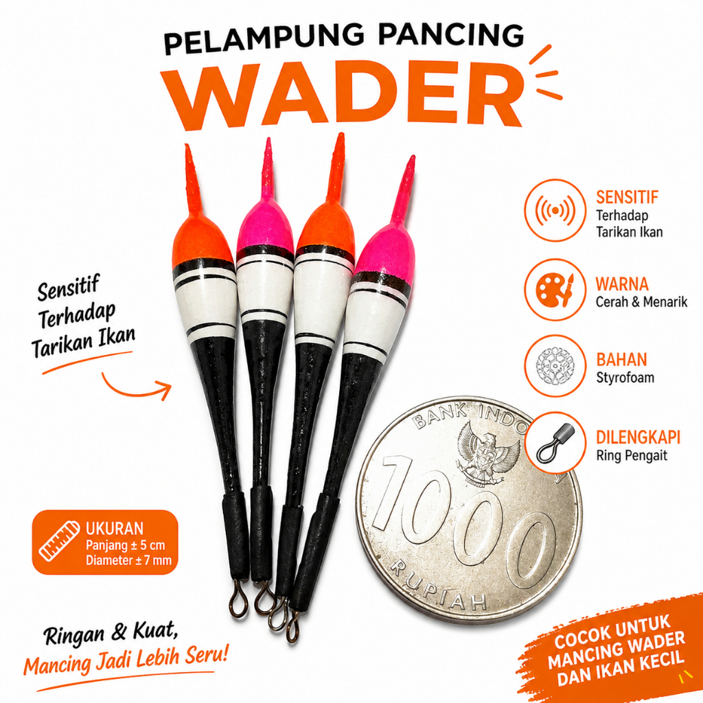 Pelampung Wader Ikan Kecil - Kambangan Pancing - Kumbul Micro Fhising - Sensitif Murah Warna Cerah