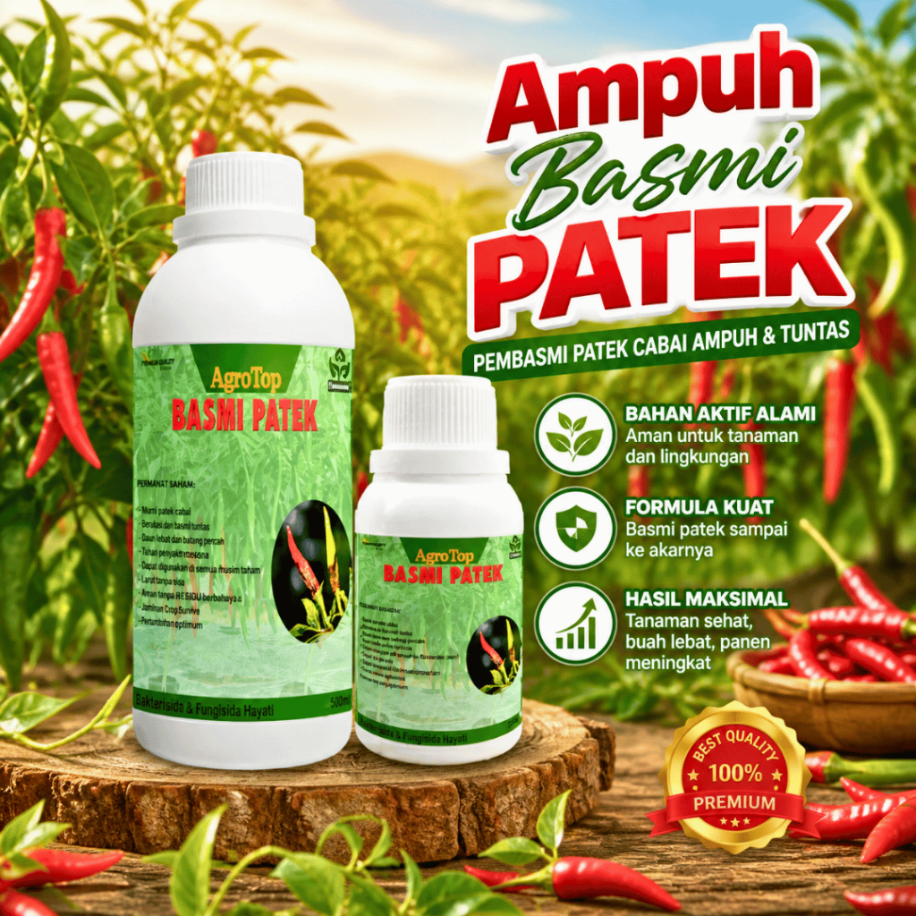 AgroTop PEMBASMI PATEK (cacar cabe), fungisida dan bakterisida hayati berkualitas