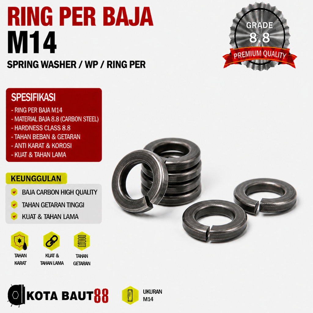 Ring Per M14 / Spring Washer M14 / WP M14 / Ring Per Baja M14 Grade 8.8