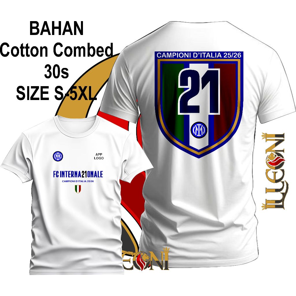 BIG SIZE (S-5XL) Kaos UFFICIAL inter Scudetto 21 DB | kaos Inter Milan Champions 2026