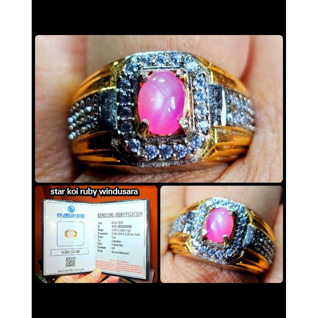 cincin ruby star burma asli belang koi myanmar