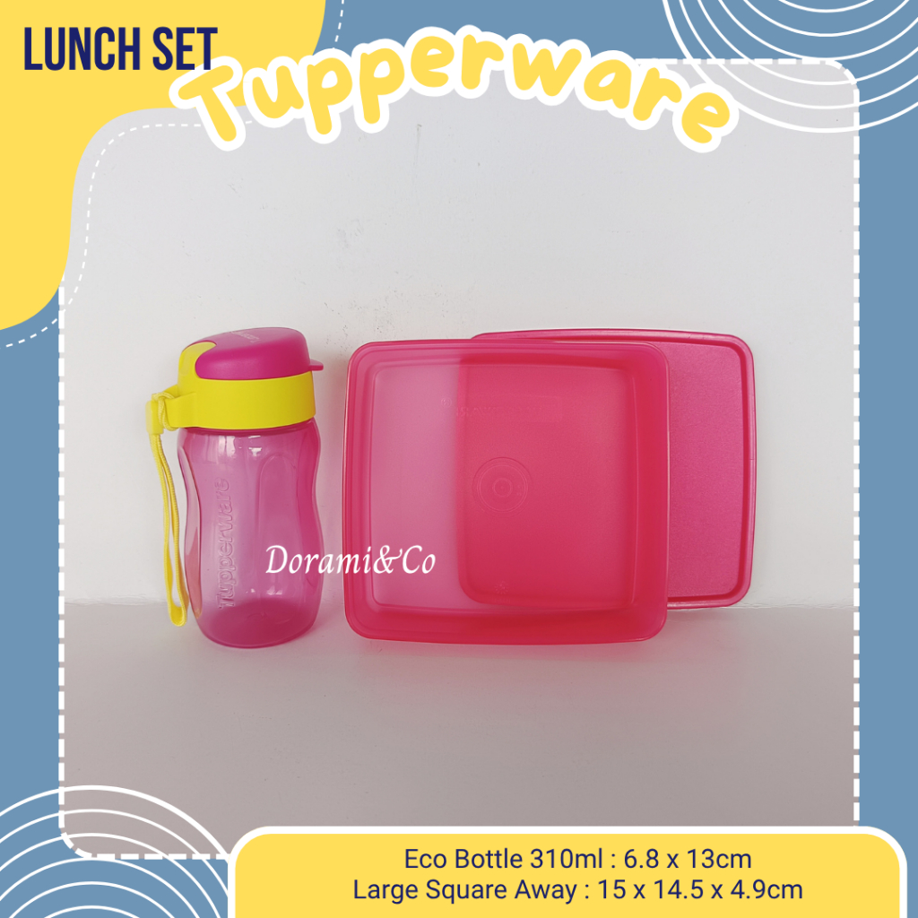 TUPPERWARE Lunch Box Set Tempat Bekal Anak Botol Minum Kotak Makan Eco Fashion Water Bottle Gen Boge