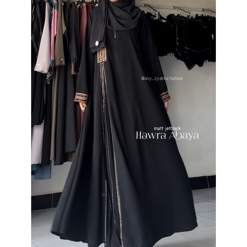 HAWRA ABAYA - SYAKIRA ABAYA HITAM BY ASY SYAKIRA FASHION TEMBORO