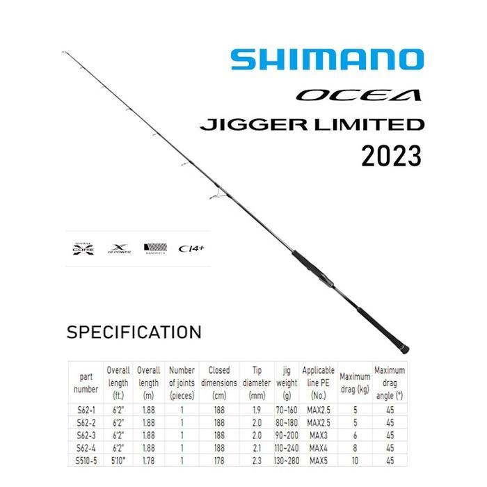 Rod Joran Pancing Shimano Ocea Jigger Limited Rod 2023 Type Spinning