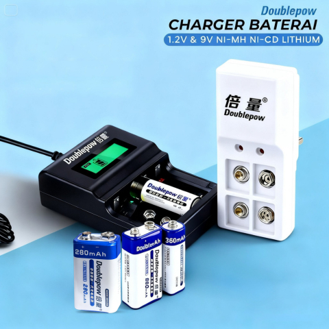 Doublepow Charger Baterai 4 Slot AA AAA 9V Ni-MH Ni-CD Li-Ion with LCD - DP-UK95
