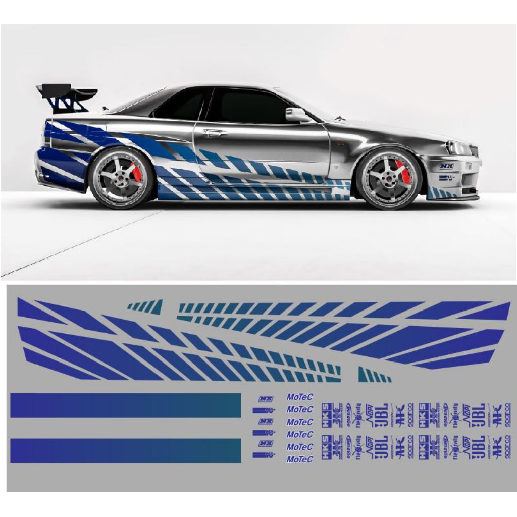 Livery Decal RC Model Kits Nissan R34 Brian O'connor Fast Furious