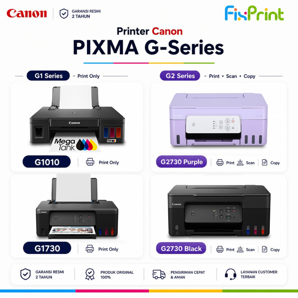 Printer InkTank Pixma Canon G2730 Black Purple / G2010 / G2770 / E470 Print Scan Copy AIO Multifunct