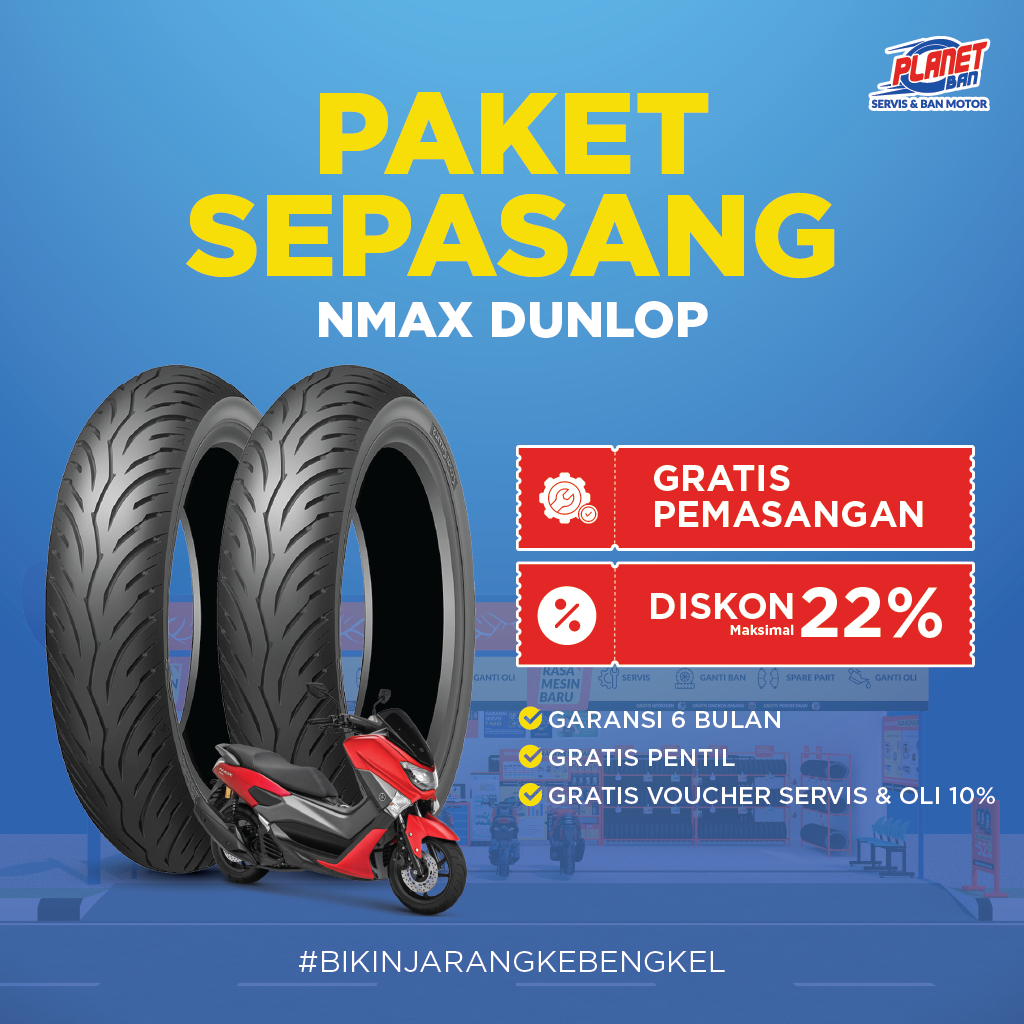Sepasang Ban NMAX - Ban Motor Depan Belakang NMAX - DUNLOP SCOOTSMART 2 Ring 13 120/70 dan 140/70