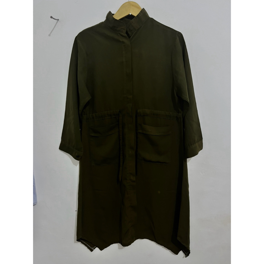 baju tunik kemeja wanita warna army hijau lumut