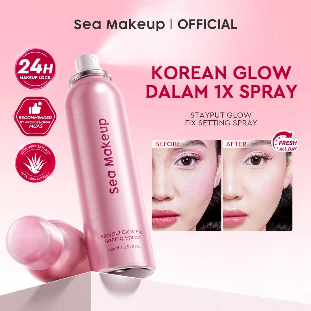 [READY STOCK | BUBAH CHOICE COMBO] Sea Makeup Stayput Glow Fix Setting Spray - Longlasting Makeup 24