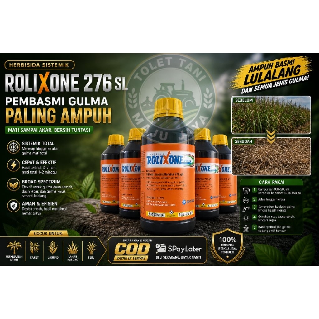 Herbisida ROLIXONE 276 SL Pembasmi Gulma Lulalang Paling Ampuh | Obat Rumput Keras Perkebunan Sawit 