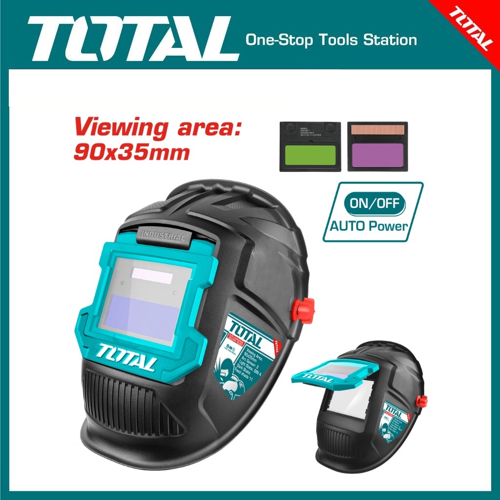 TOTAL Auto-Darkening Welding Helmet TSP9309 Helm Las Photocromic Viewing Area 90x35mm