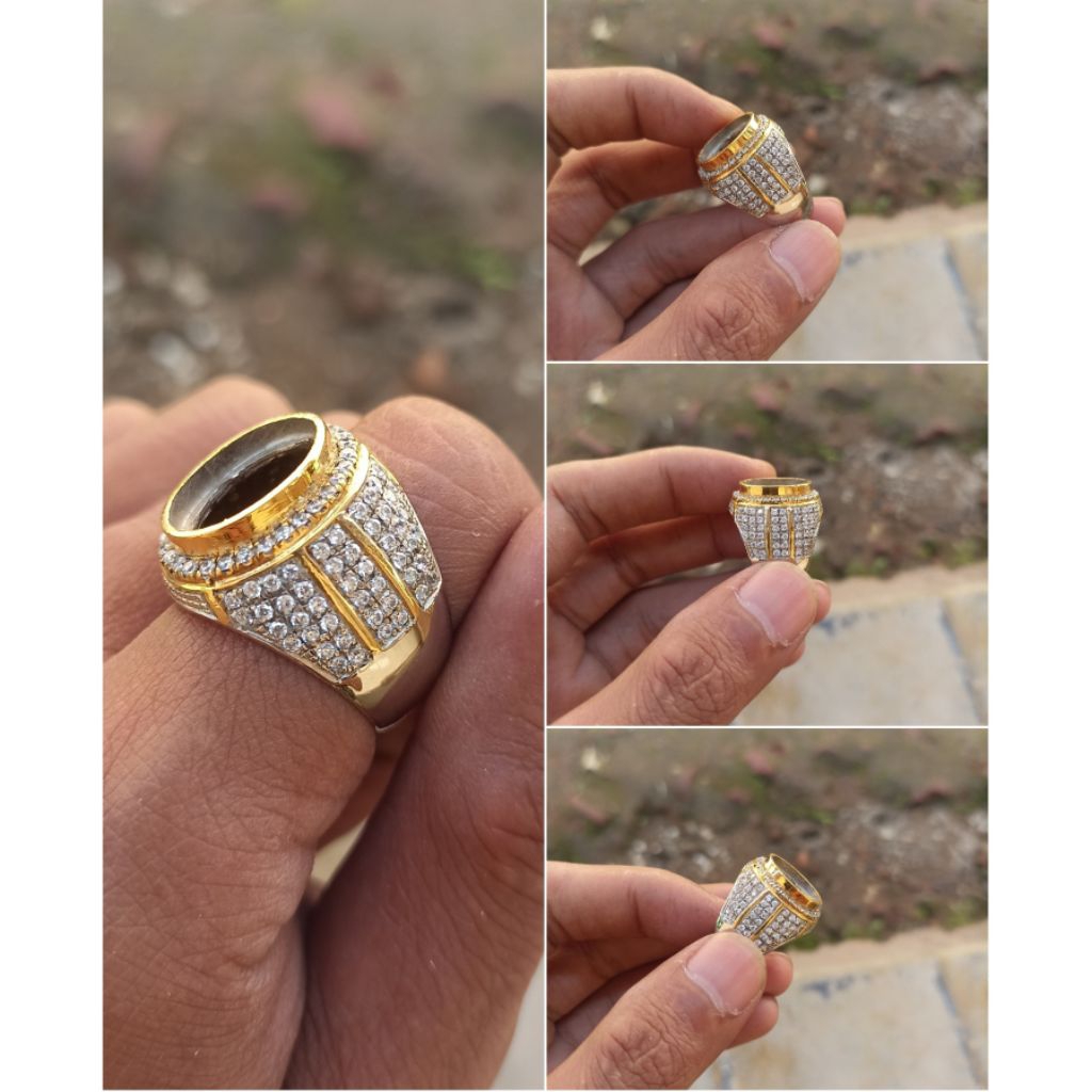 CINCIN MEWAH BAHAN KUNINGAN SARI IKETAN BATU AKIK EMBAN BATU AKIK RING KUNINGAN MICROSETTING