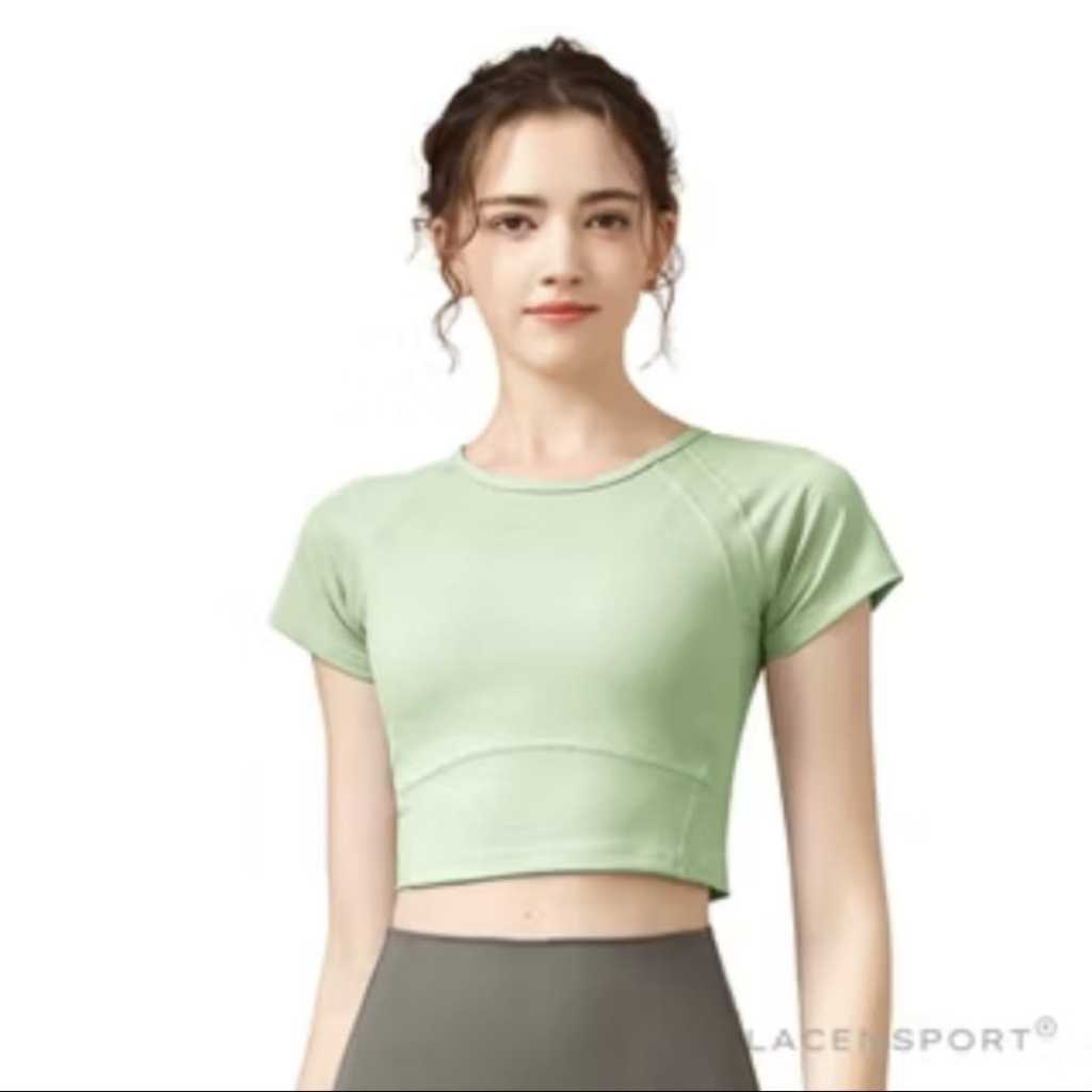 LACENSPORT - Helen's Secret Sport Crop Top Kaos Baju Olahraga Gym Yoga Wanita