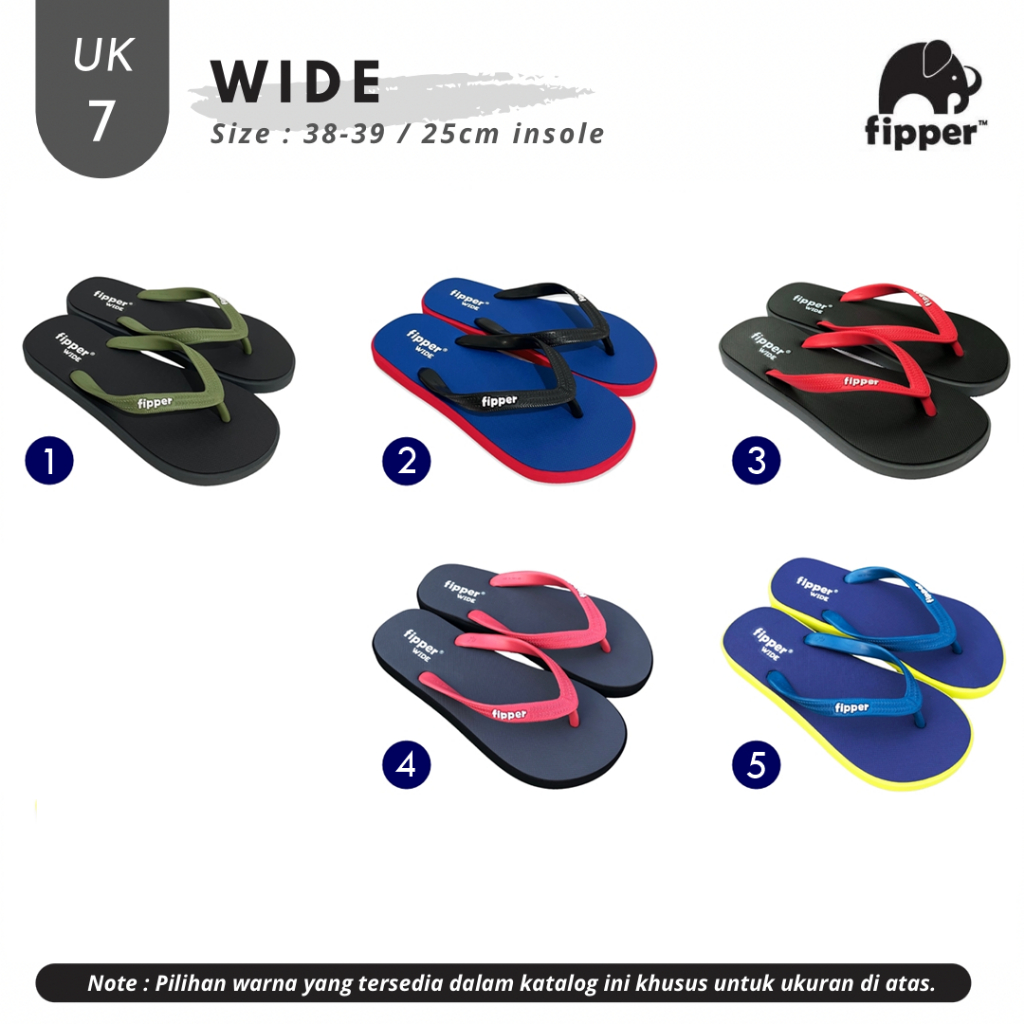 Fipper Wide Sandal Jepit Pria UK 7 (Size 38-39)