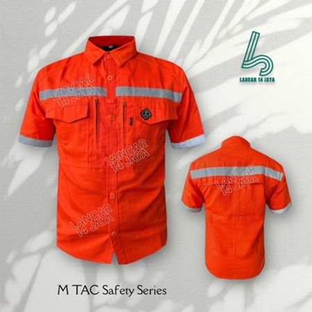 Kemeja Tactical Pria Lengan Pendek Oren Terbaik