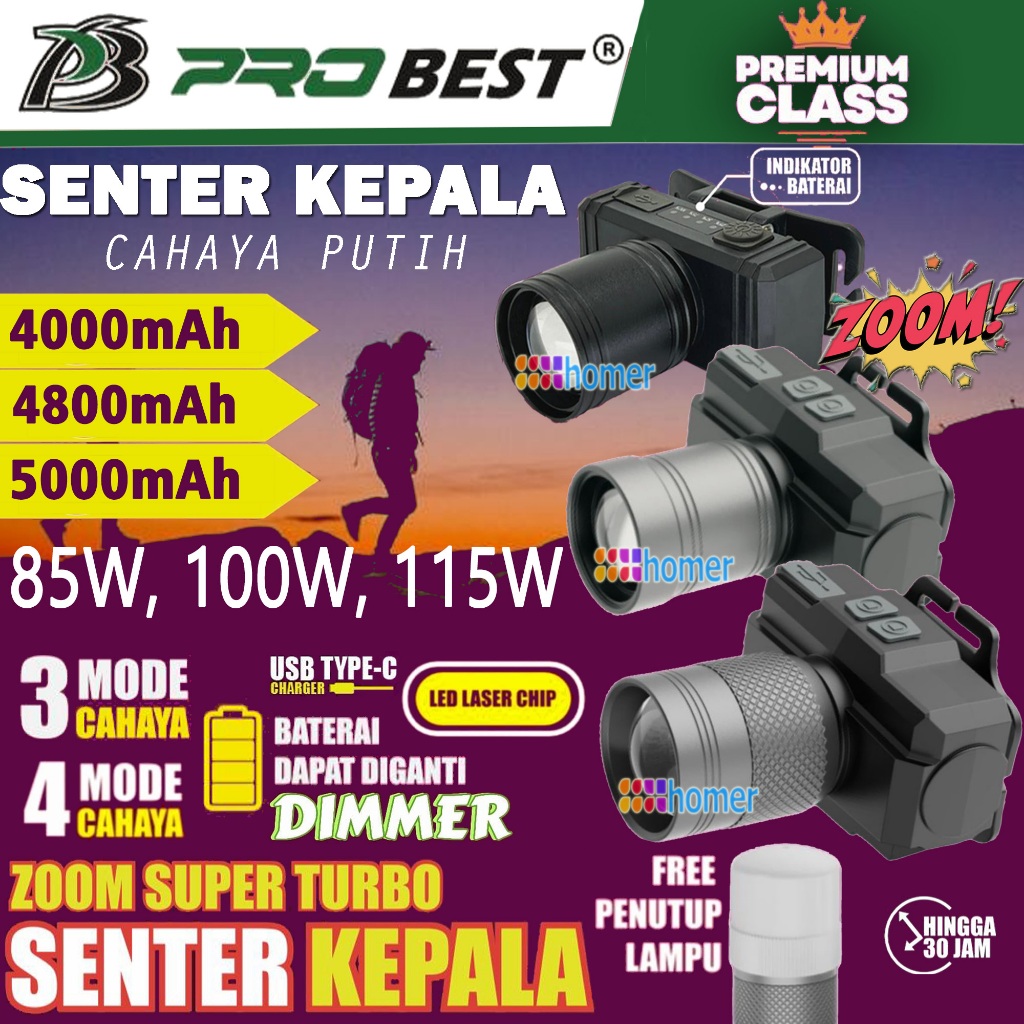 PROBEST SENTER KEPALA HEADLAMP COB LED LASER CHIP 85 100 115 w watt 85w 100w 115w  Cahaya Terang Nor