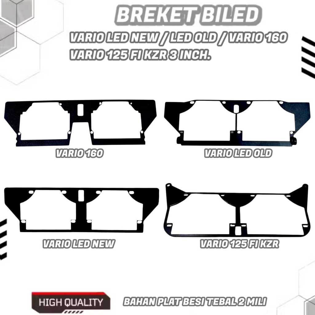 Breket Bracket Dudukan Lampu Projie Biled 3 Inch HID Vario 125 150 LED OLD/Vario 125 150 LED NEW/Var