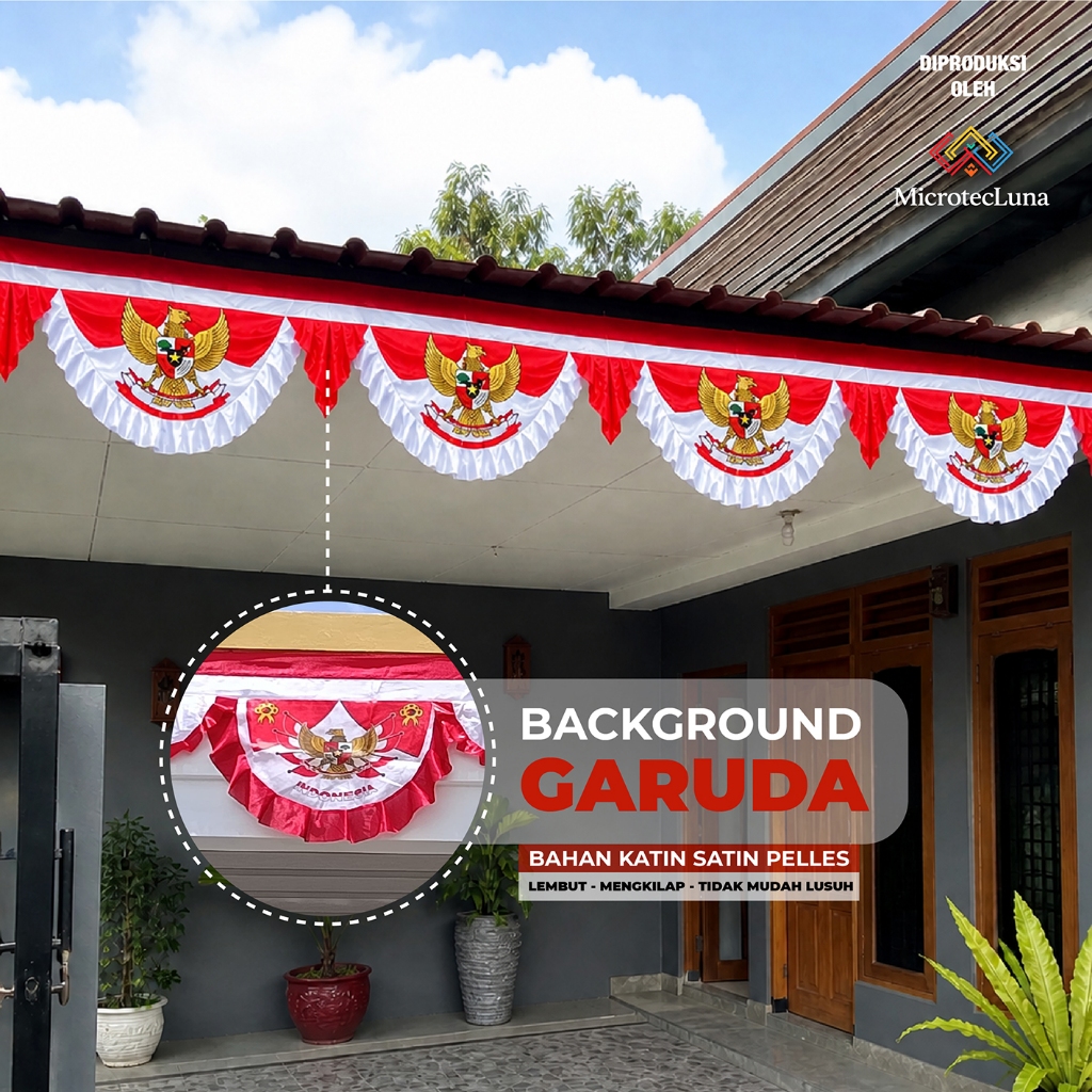 Background Garuda Bahan Kain Peles & Abutay, Motif Garuda , 5 dan 10 Gelombang