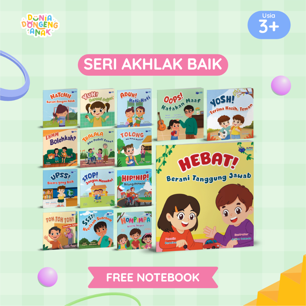 BUKU CERITA ANAK USIA 3+ TAHUN - SERI AKHLAK BAIK [ISI 15 BUKU] - AJARKAN DAN BENTUK AKHLAK & KARAKT