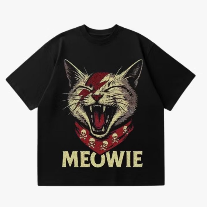 : T-Shirt Meowie Rock n Roll Kucing - Combed 24s