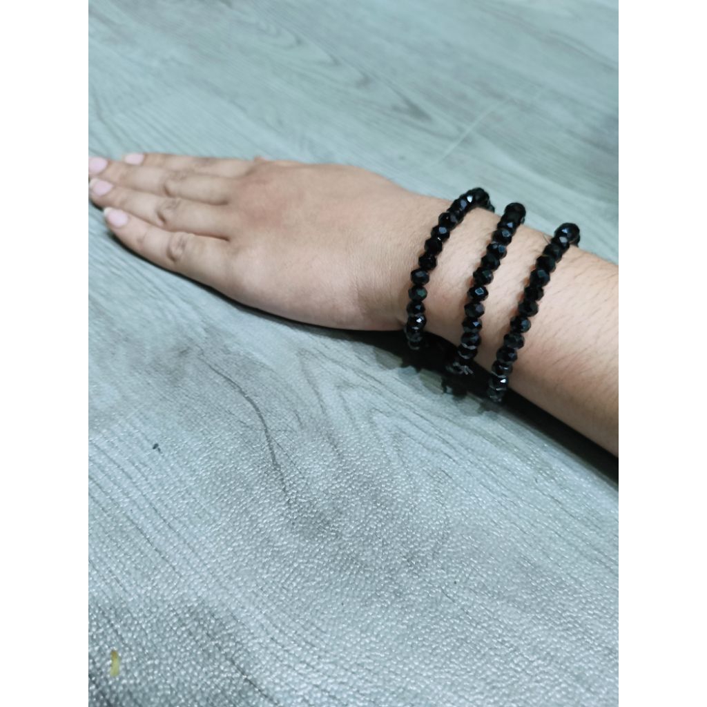 gelang manik kristal hitam premium