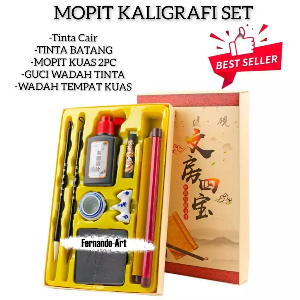 APR - Kaligrafi Set Kuas China Mopit Set / Kaligrafi Mandarin Cina  Mopit Set