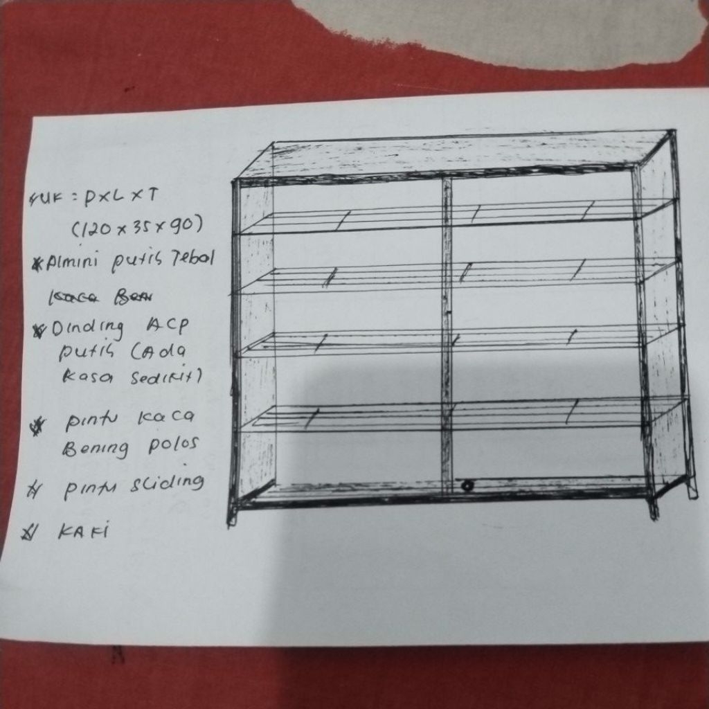 rak sepatu ACP pintu sliding tebal