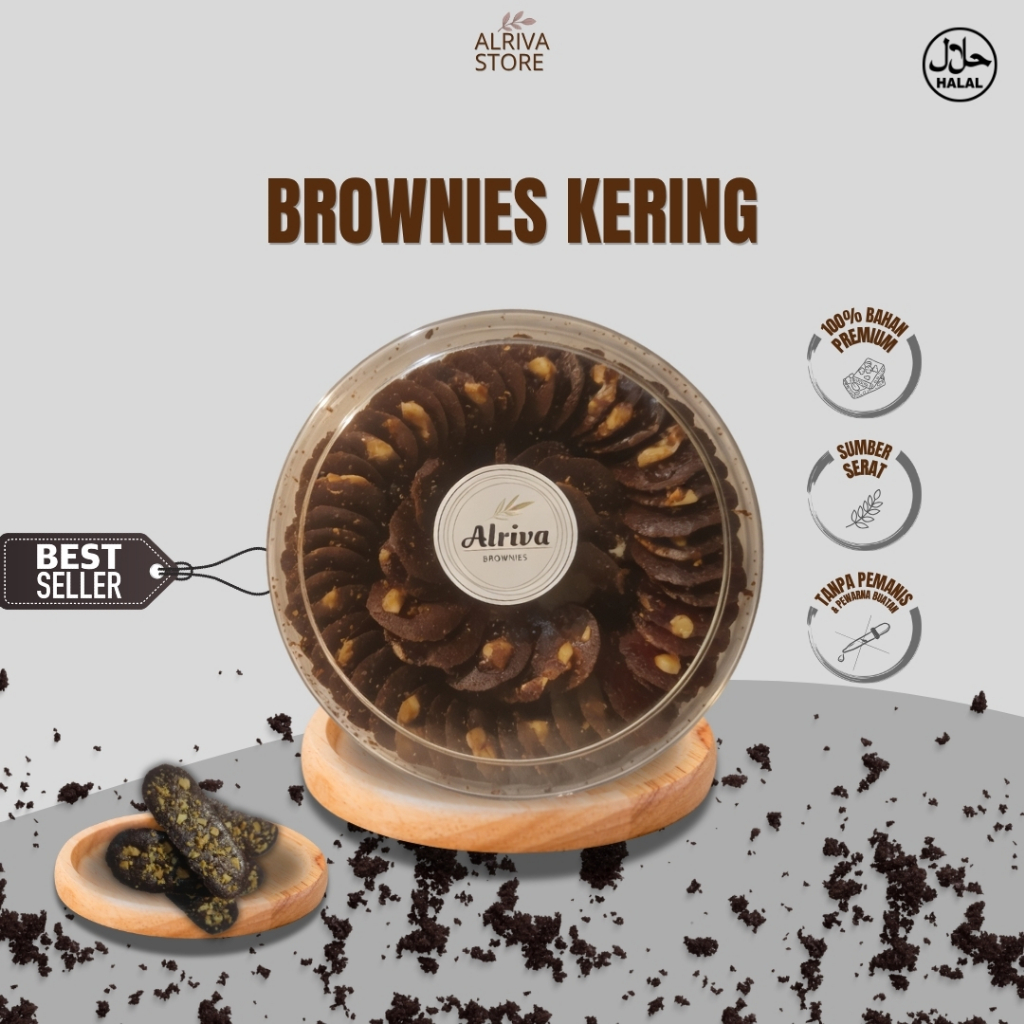 Brownies Kering Toples BPOM HALAL ( kacang ) | Alriva Brownies