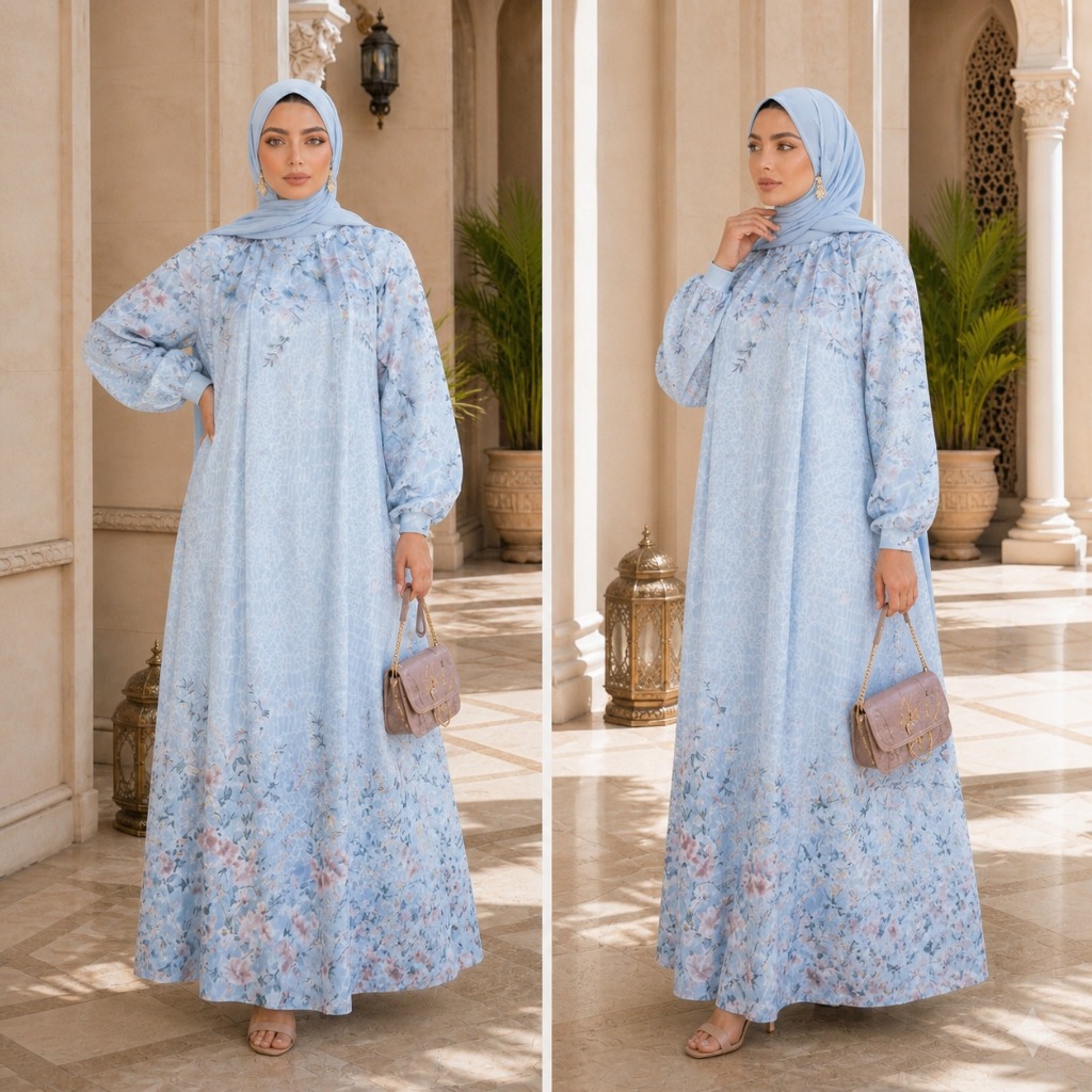 Gamis Pesta Mewah Elegan Liana Dress BO Size M L XL XXL XXXL LD 100-130 CM Bahan Ceruty Printing Ful