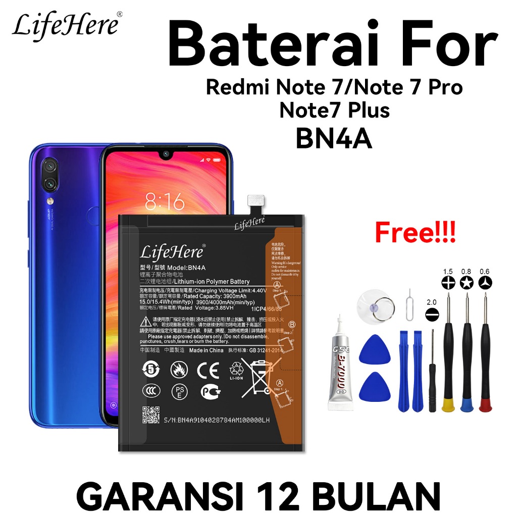 Lifehere -Baterai BN4A Redmi Note 7 / Redmi Note 7 Pro  Baterai