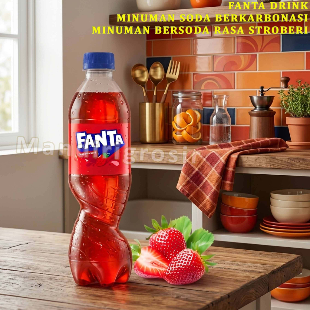 Minuman Berkarbonasi Soda * Fanta Drink * Minuman Soda Rasa Stroberi * 390ml