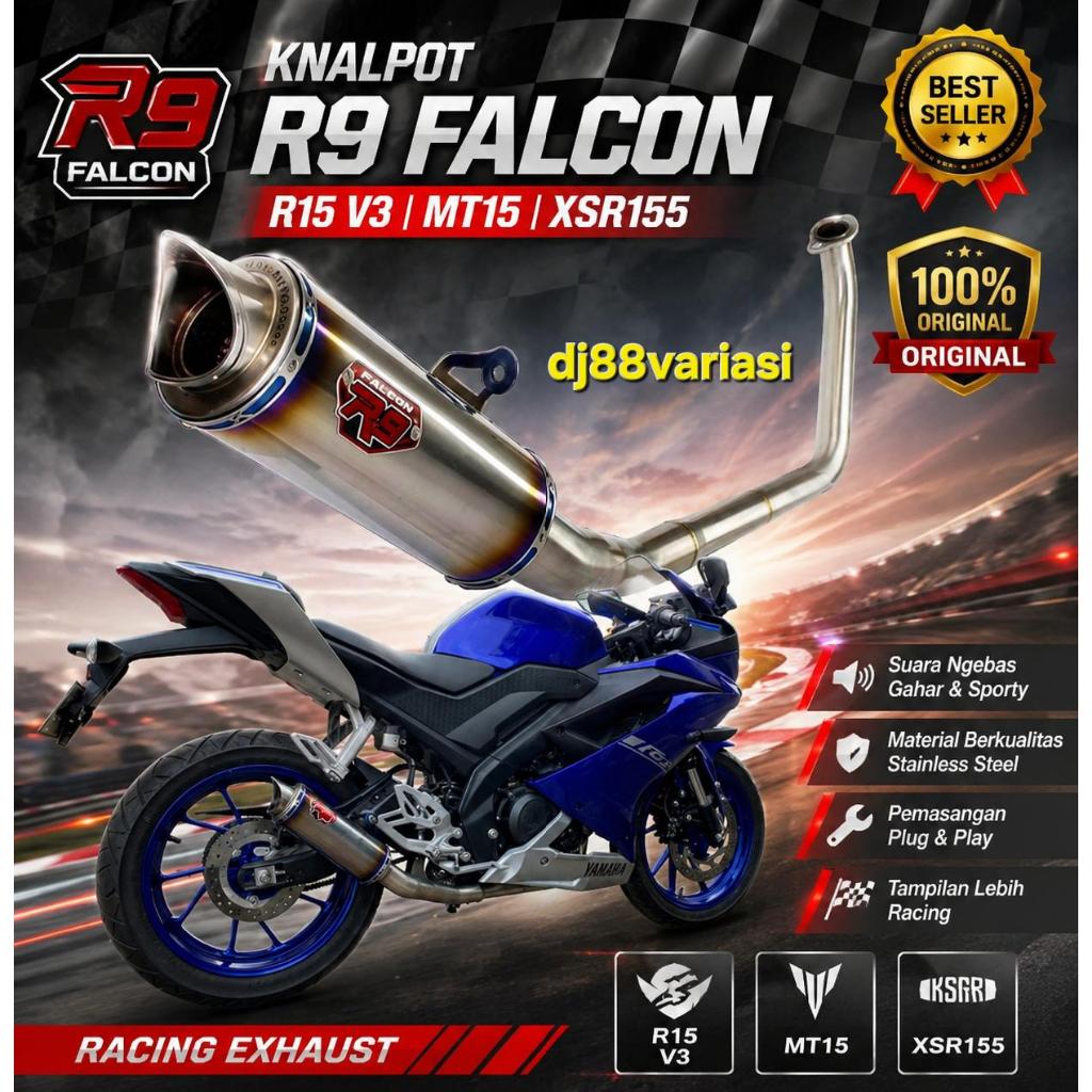 Knalpot R9 Falcon R15v3 XSR155 MT15 R15v4 full system original