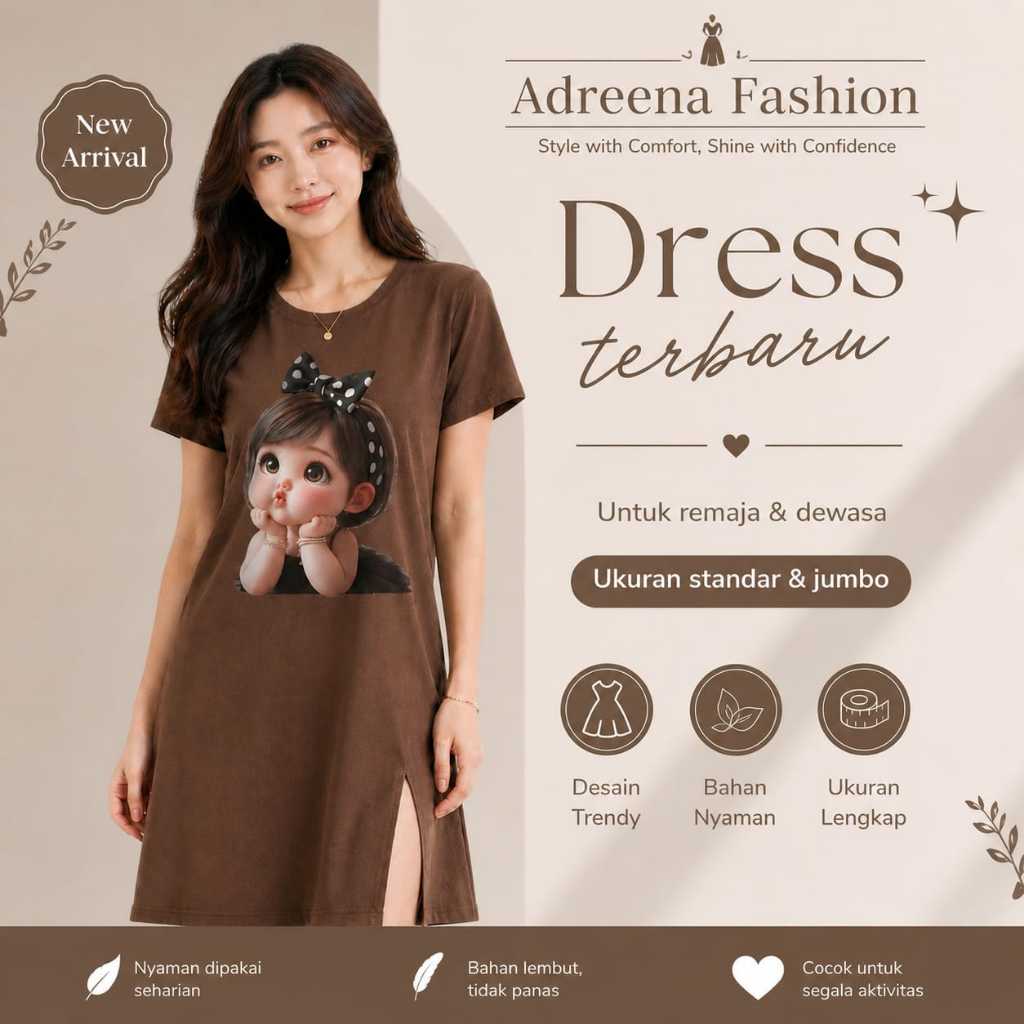 Fashion Adreena Dress Floo Terbaru Trendy Kekinian Bahan Spandex Nyaman Untuk Berbagai Aktivitas