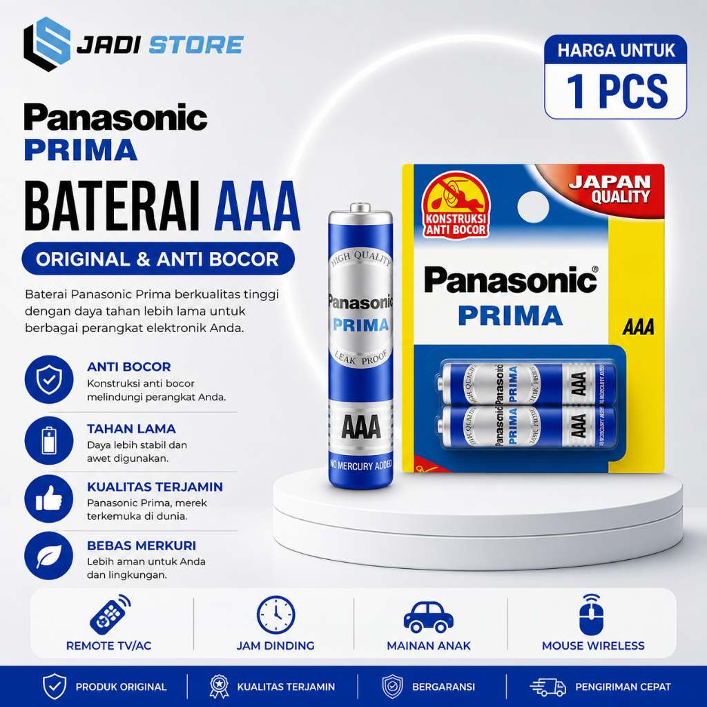 Panasonic Prima Baterai Original AA AAA A2 A3 Gold Manganese Battery 1.5V Anti Bocor Awet Tahan Lama
