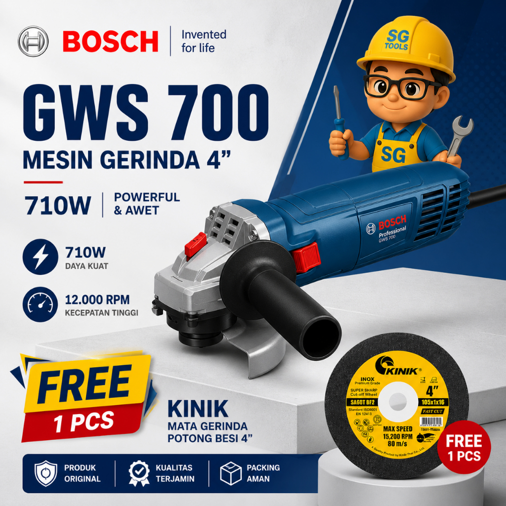 BIG PROMO Bosch Mesin Gerinda 4" GWS 700 - Bosch GWS 700 Mesin Gerinda Tangan 4 Inch 710W Angle